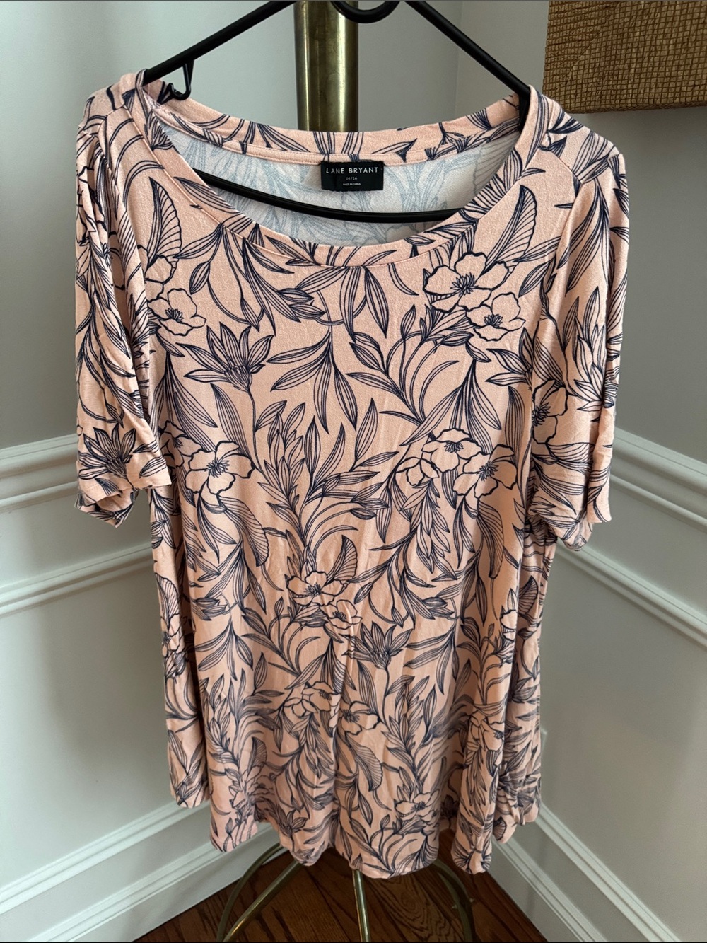Lane Bryant Pink Floral Scoop Neck shirt dress